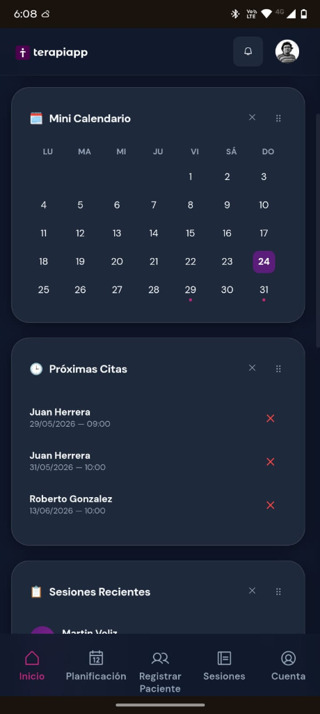 Terapiapp Vista Móvil